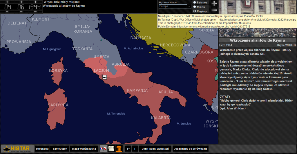 Atlas historyczny - Włochy po bitwie pod Monte Cassino