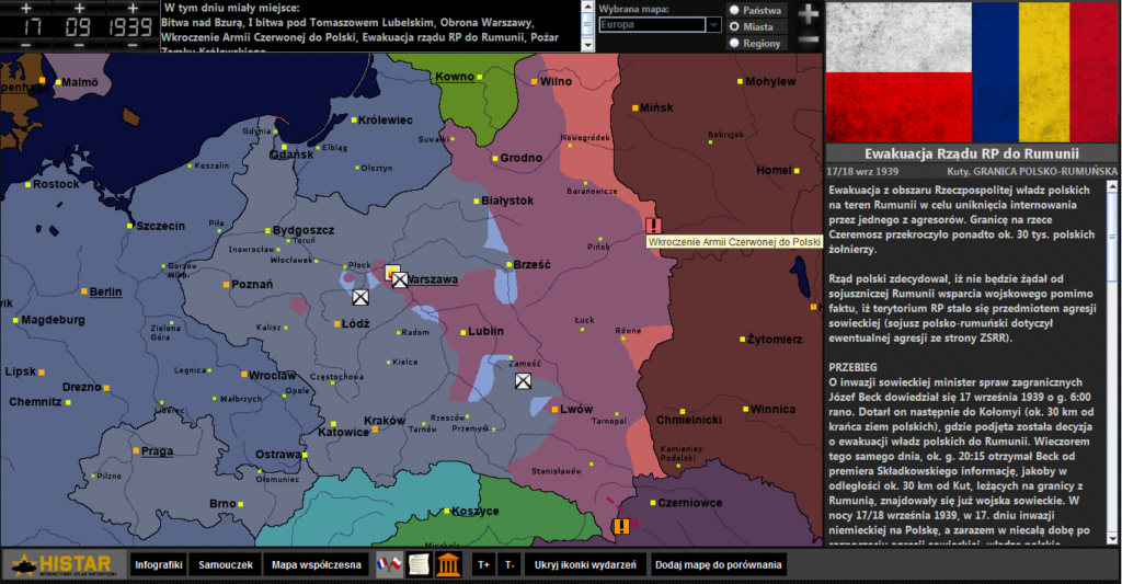 Atlas historyczny - kampania wrześniowa, wkroczenie Armii Czerwonej