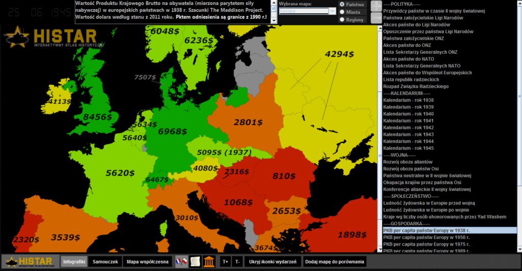 Atlas historyczny - pkb per capita 1938 r